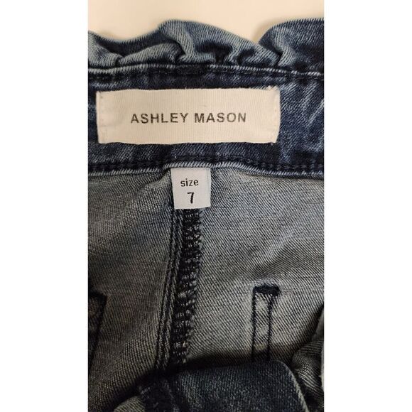 Ashley Mason Paper Bag High Rise Waist  Raw Hem Bootcut Denim Jeans  Size 7 - Picture 4 of 9